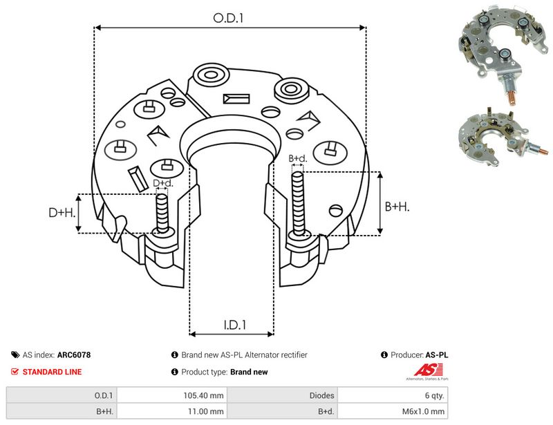AS-PL ARC6078 Rectifier, alternator