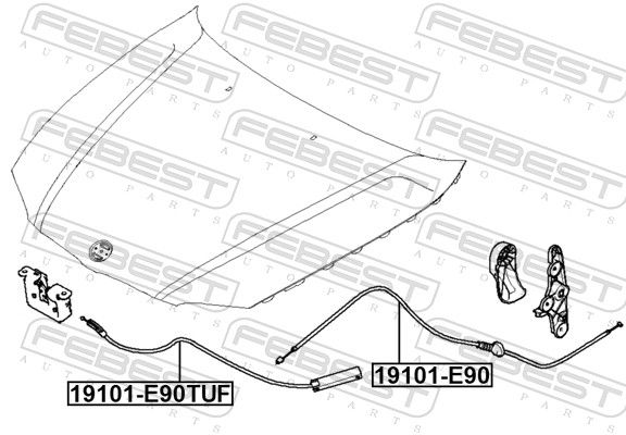 Тяга кришки капота, Febest 19101-E90TUF