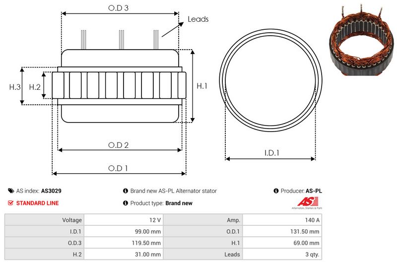 Staator, generaator, AS-PL AS3029