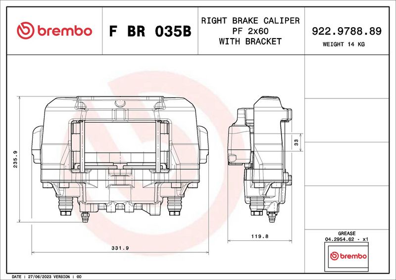 BREMBO FBR035B Brake Caliper