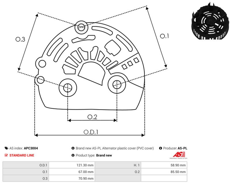 AS-PL APC3004 Protective Cap, alternator