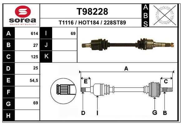 EAI hajtótengely T98228