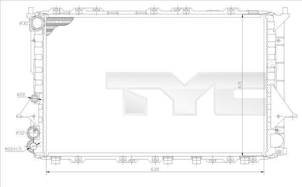 Радіатор, система охолодження двигуна, Tyc 702-0027