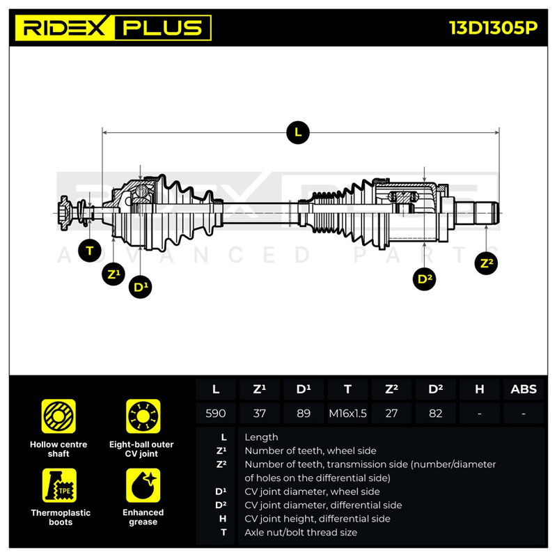 полуоска RIDEX