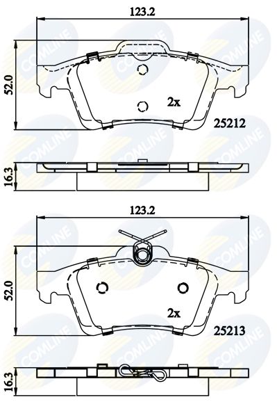 Комплект гальмівних накладок, дискове гальмо, Comline CBP01629