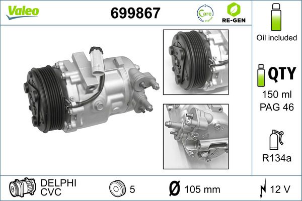 VALEO Compressor, airconditioning 699867