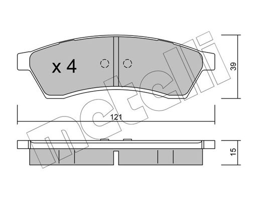 Комплект гальмівних накладок, дискове гальмо, Metelli 2205100