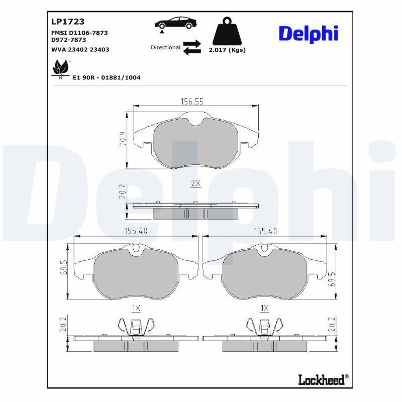 Piduriklotsi komplekt, ketaspidur, DELPHI LP1723