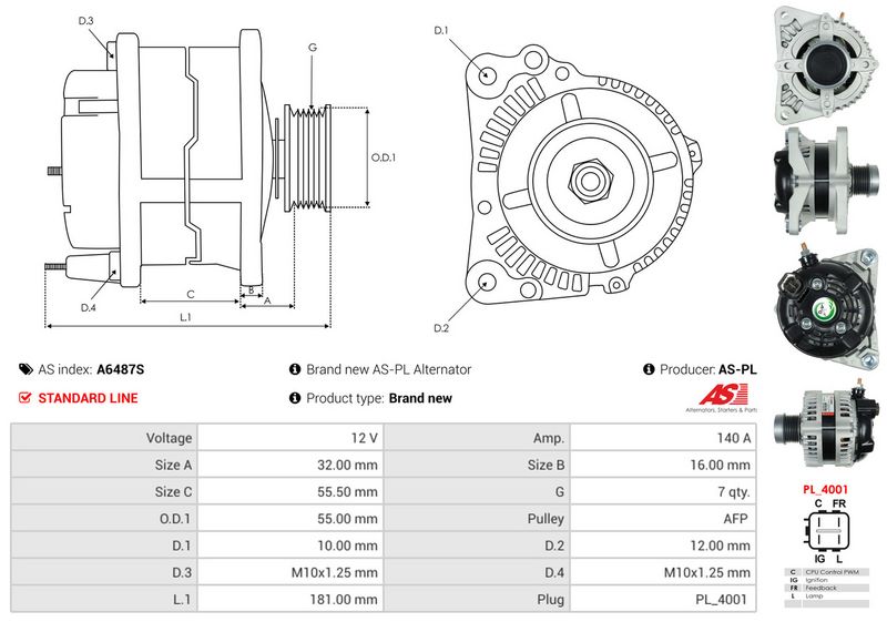 AS-PL A6487S Alternator