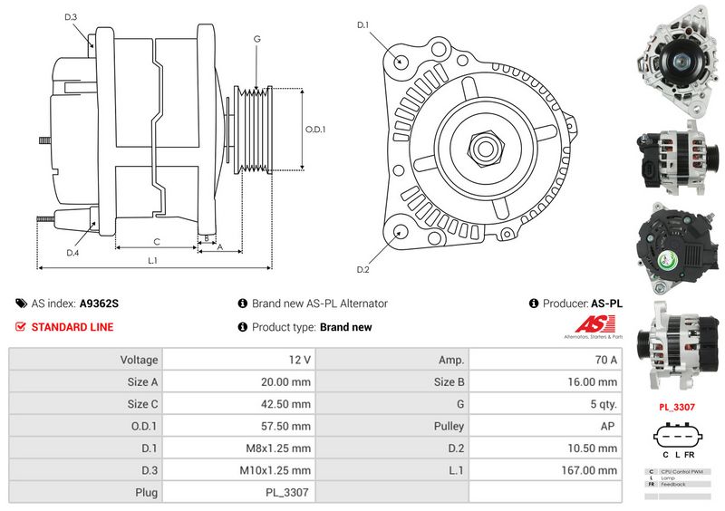 AS-PL A9362S Alternator
