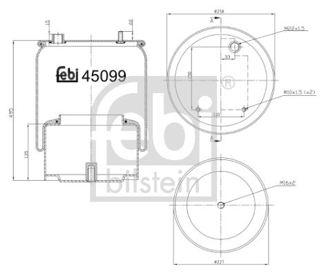 Балон пневматичної ресори, пневматична підвіска, Febi Bilstein 45099