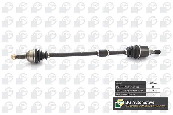 Приводной вал BGA DS6310R Nissan Micra/Note 1.2-1.6 02-14 (23/26) 890mm