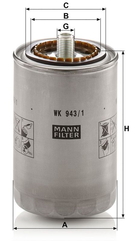 Kütusefilter, MANN-FILTER WK 943, 1
