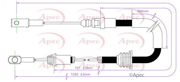 APEC Cable Pull, parking brake CAB1593