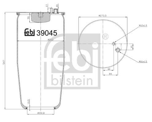 Балон пневматичної ресори, пневматична підвіска, Febi Bilstein 39045