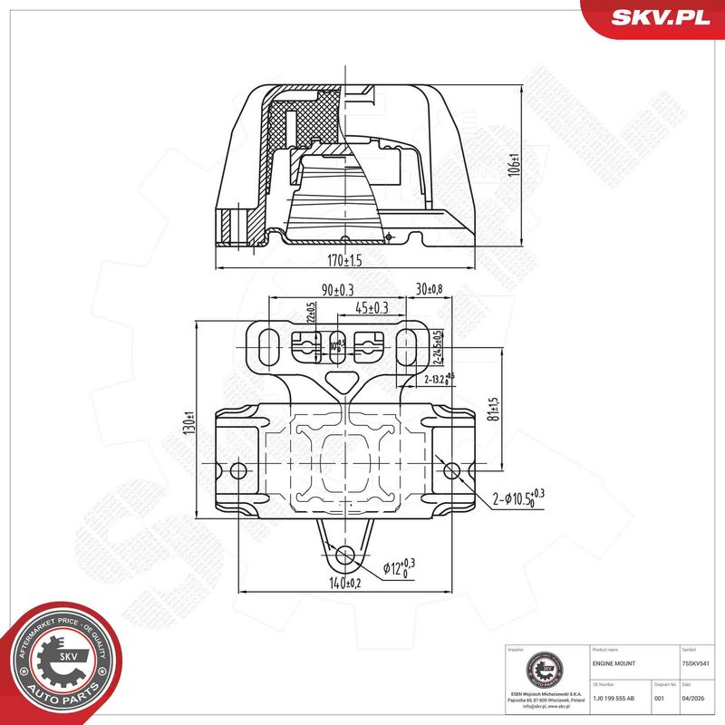 Prekės atitinka OEM kodą: 1J0 199 555 AJ