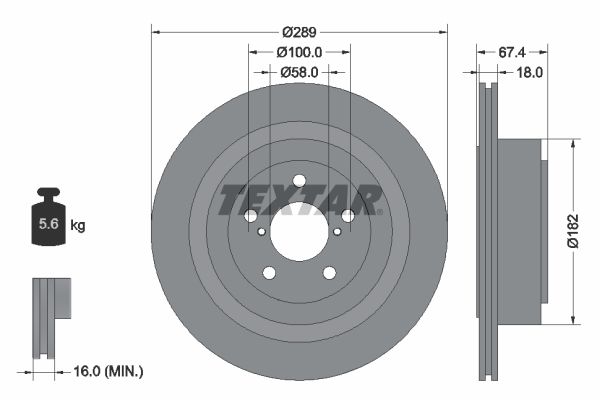 Гальмівний диск, Textar 92173603