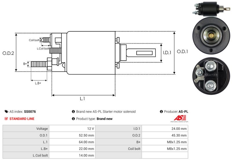 AS-PL SS0076 Solenoid Switch, starter