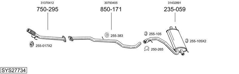 BOSAL kipufogórendszer SYS27734