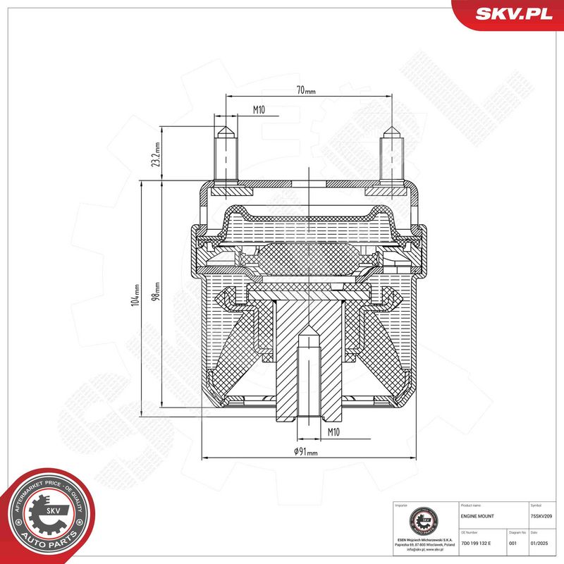 ESEN SKV 75SKV209 Mounting, engine