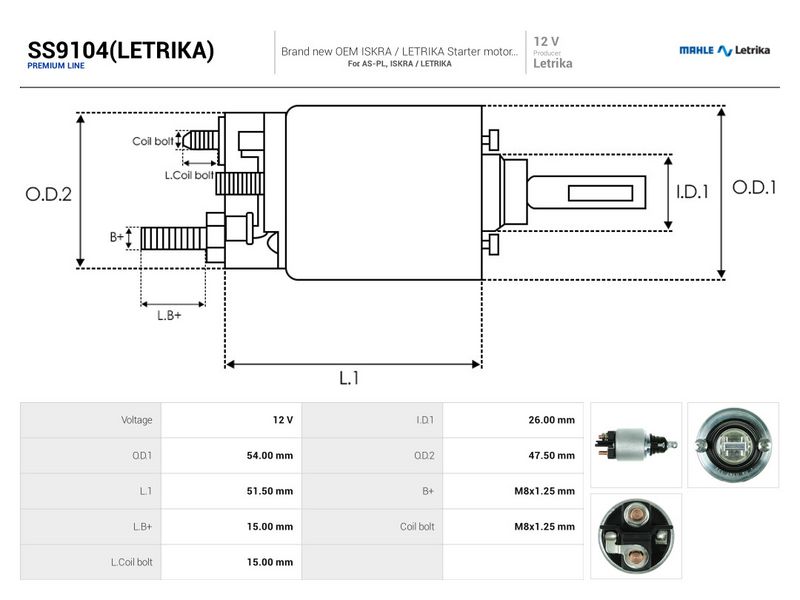 Magnetlülitus, starter, AS-PL SS9104(LETRIKA)