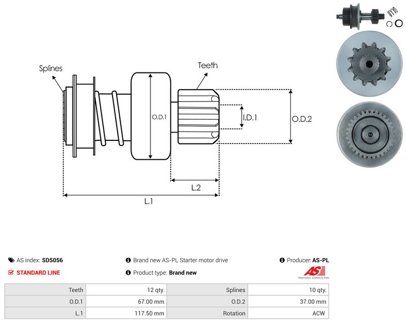 AS-PL SD5056 Freewheel Gear, starter