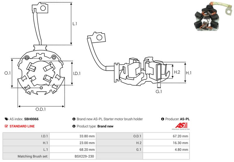 AS-PL SBH0066 Holder, carbon brushes