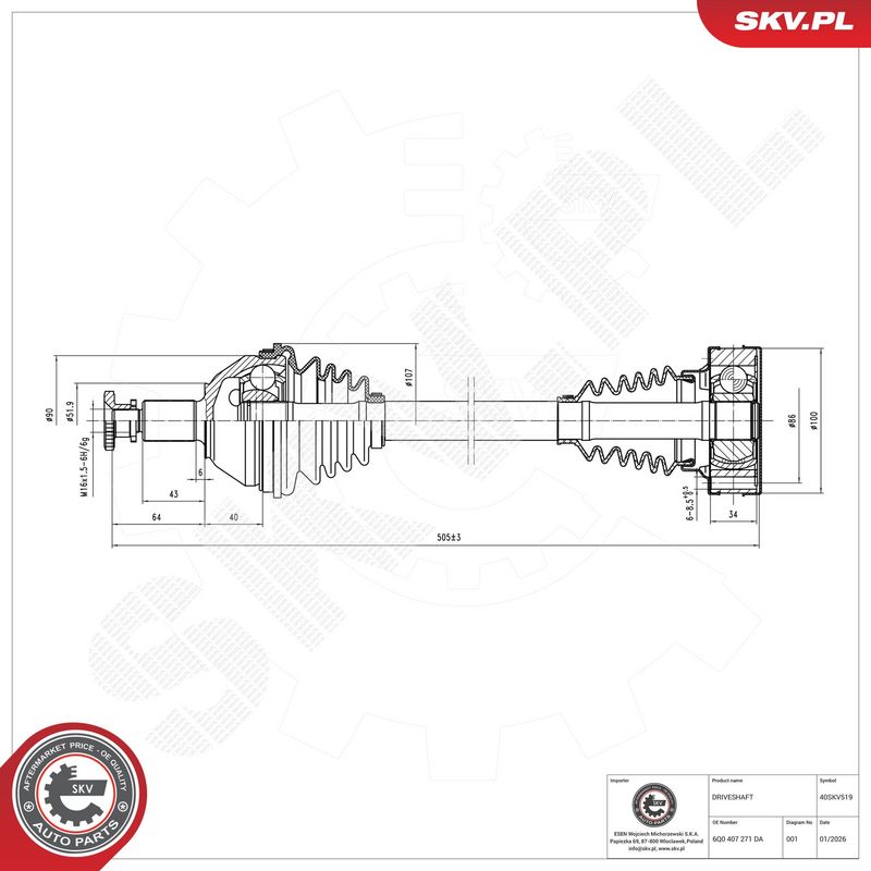 Prekės atitinka OEM kodą: 6Q0407451RX