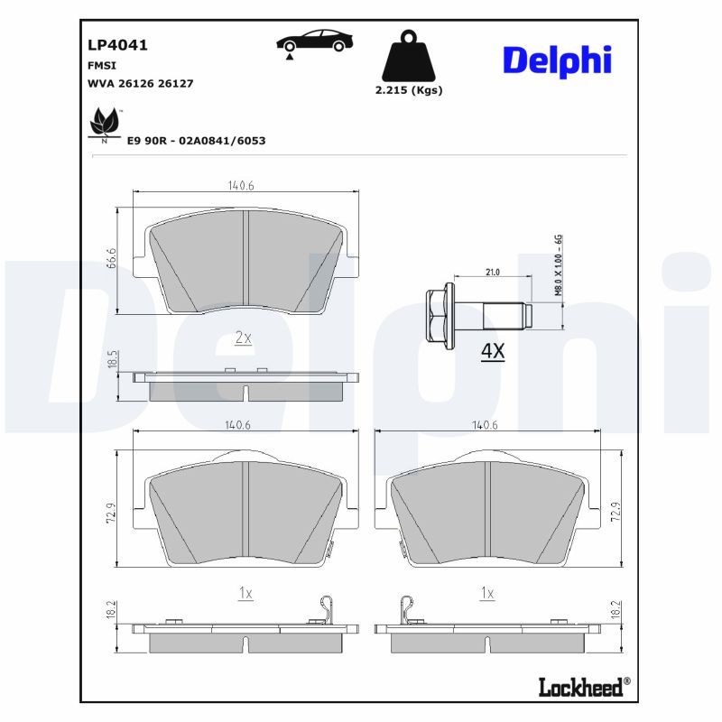 Piduriklotsi komplekt, ketaspidur, DELPHI LP4041