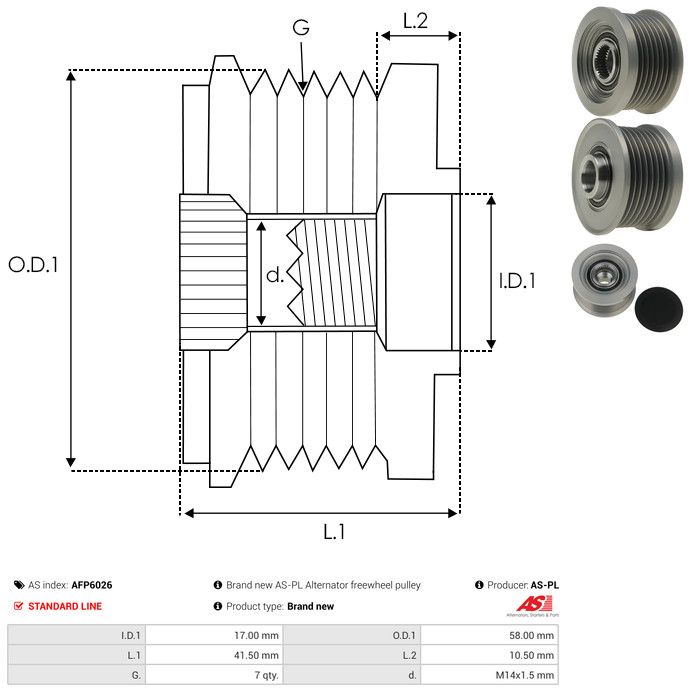 AS-PL AFP6026 Alternator Freewheel Clutch