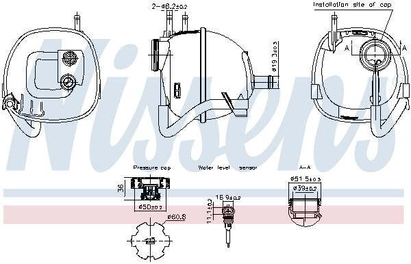 Розширювальний бачок, охолоджувальна рідина, Fit, Nissens 996222