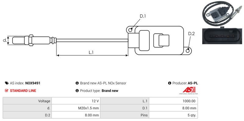 AS-PL NOX9491 NOx Sensor, urea injection