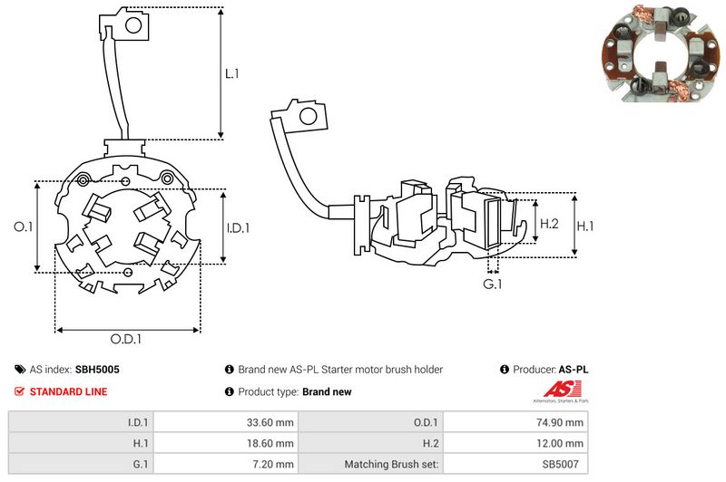 AS-PL SBH5005 Holder, carbon brushes
