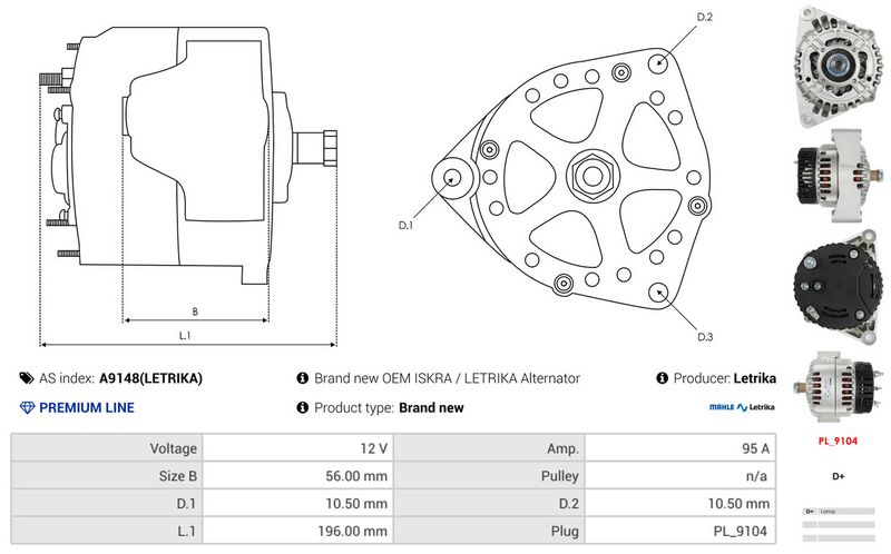 AS-PL A9148(LETRIKA) Alternator