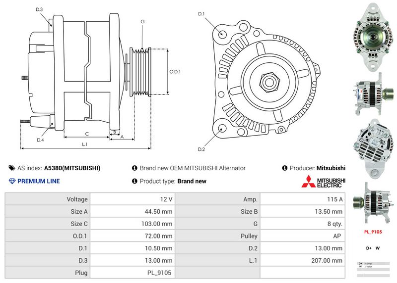 AS-PL A5380(MITSUBISHI) Alternator