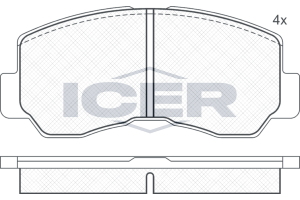 Комплект гальмівних накладок, дискове гальмо, Icer 140623