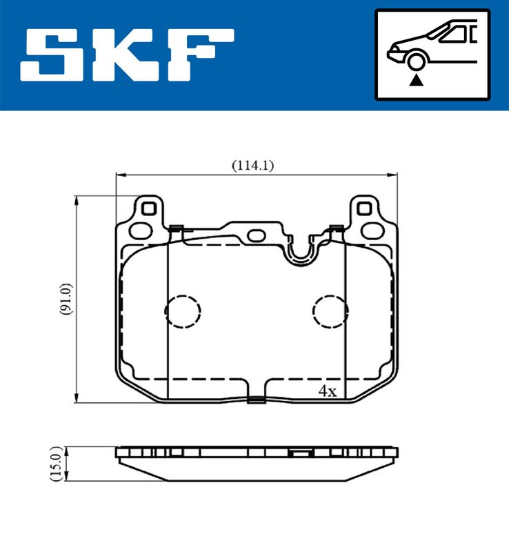 Комплект гальмівних накладок, дискове гальмо, Skf VKBP80481