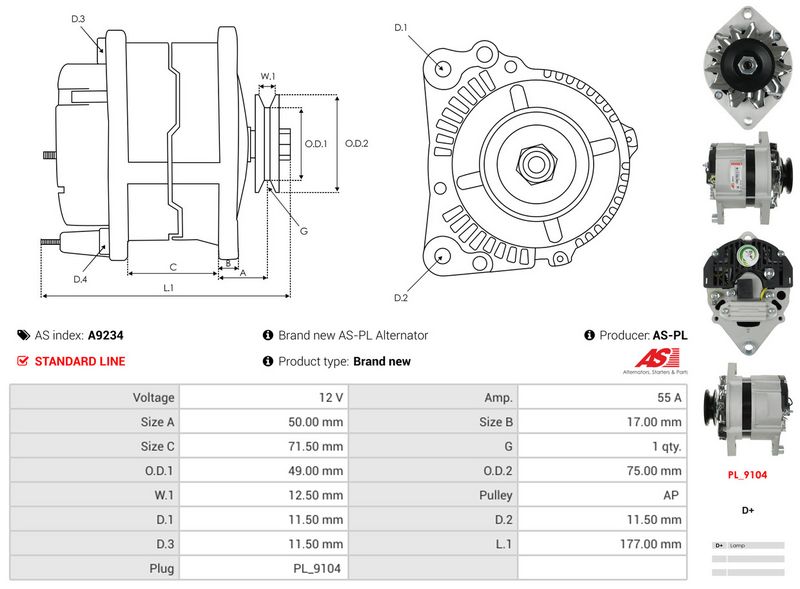 AS-PL A9234 Alternator
