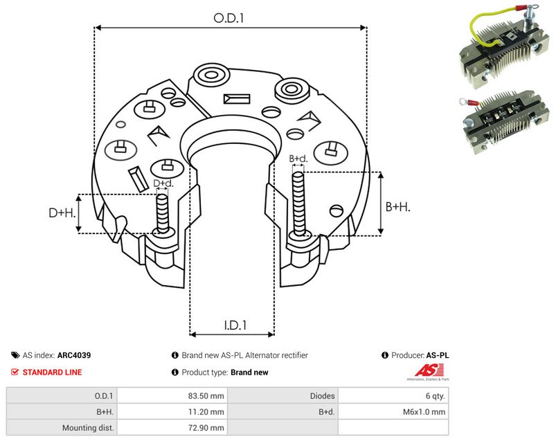 AS-PL ARC4039 Rectifier, alternator