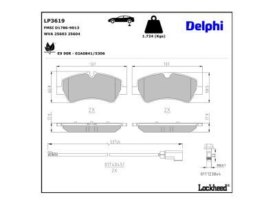 DELPHI LP3619 Diskinių stabdžių kaladėlių komplektas