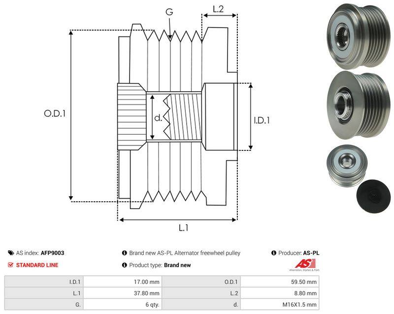 AS-PL AFP9003 Alternator Freewheel Clutch