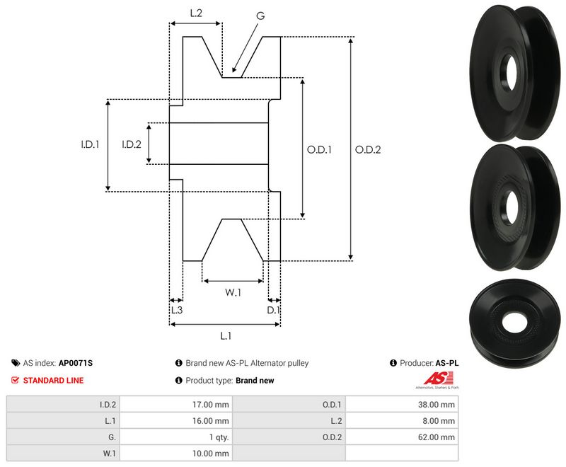 Rihmaratas, generaator, AS-PL AP0071S