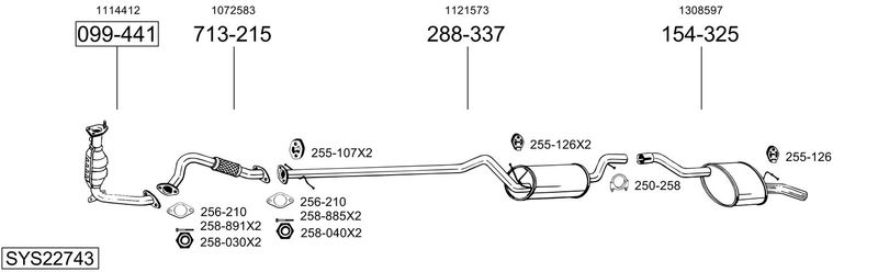 BOSAL kipufogórendszer SYS22743