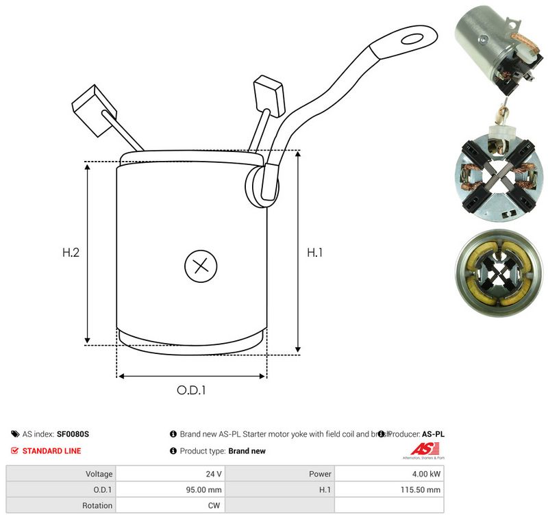 AS-PL SF0080S Holder, carbon brushes