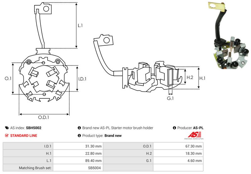 AS-PL SBH5002 Holder, carbon brushes