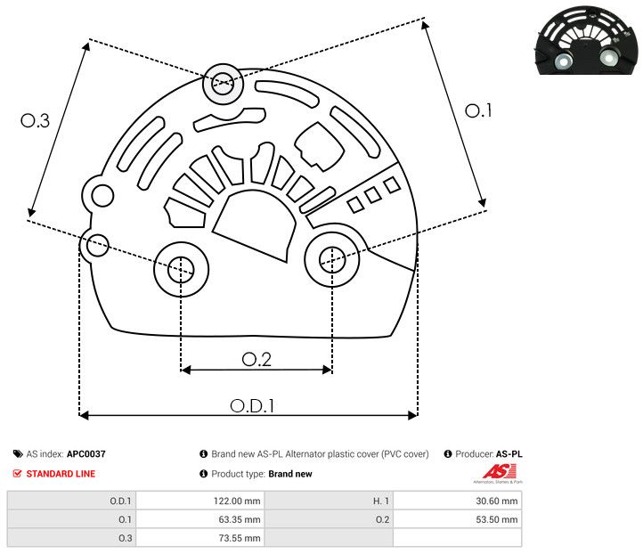 AS-PL APC0037 Protective Cap, alternator