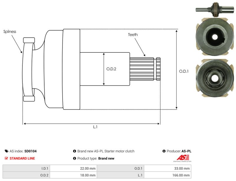 Hammastrummel, starter, AS-PL SD0104