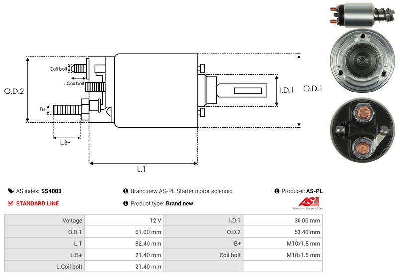 AS-PL SS4003 Solenoid Switch, starter