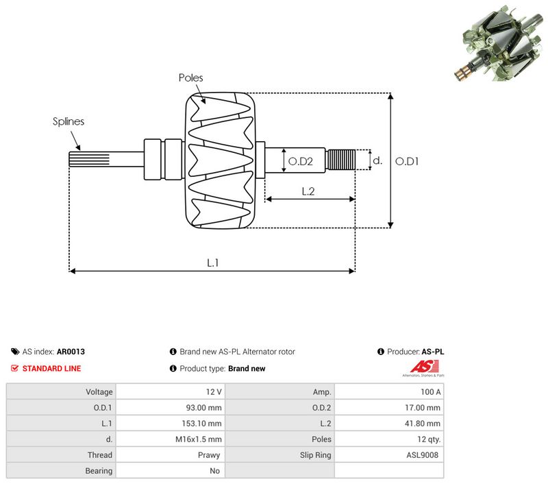 rootor, generaator, AS-PL AR0013