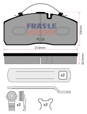 Sada brzdových destiček, kotoučová brzda PD/213-N-K050-PLUS